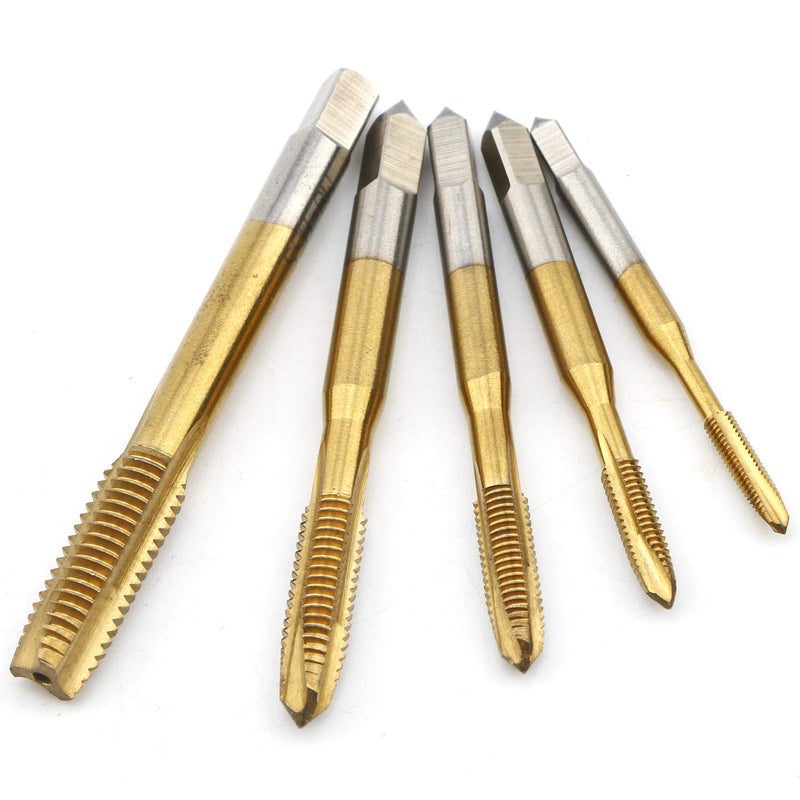 Ellbest 5Pcs Metric Tap M3-M8 Ti-Coated Straight Flute Thread Tap Mini Machine Screw Drill Tap for Threading Machine Electric Drill DIY - Image 5